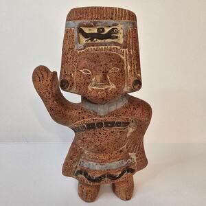 Terracotta Statue Mexican Folk Art Mayan Aztec Figure Clay Tribal Fertility